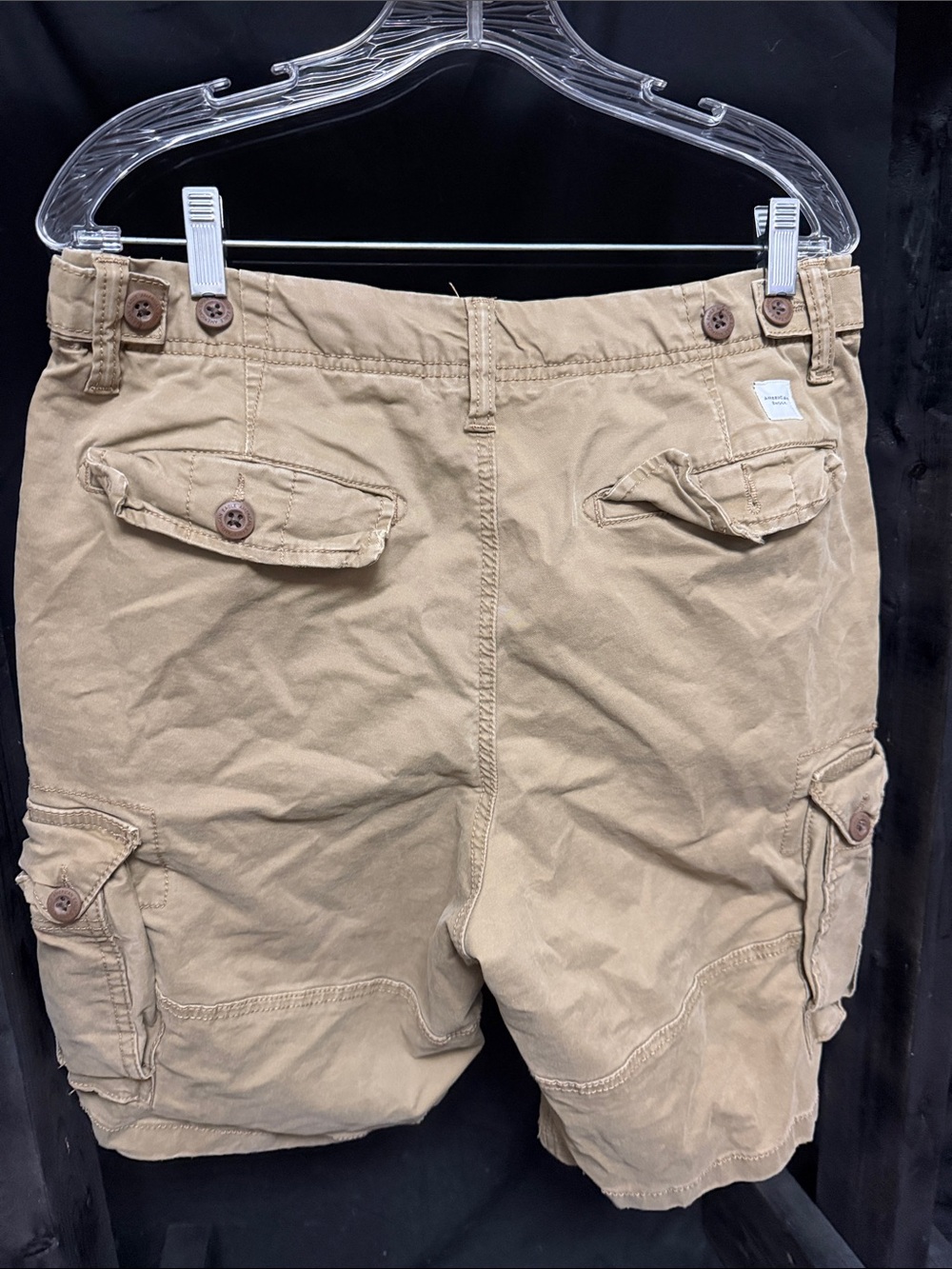 American Eagle Outfitters Men's Tan Cargo Shorts - Button Waist - Picture 2 of 6